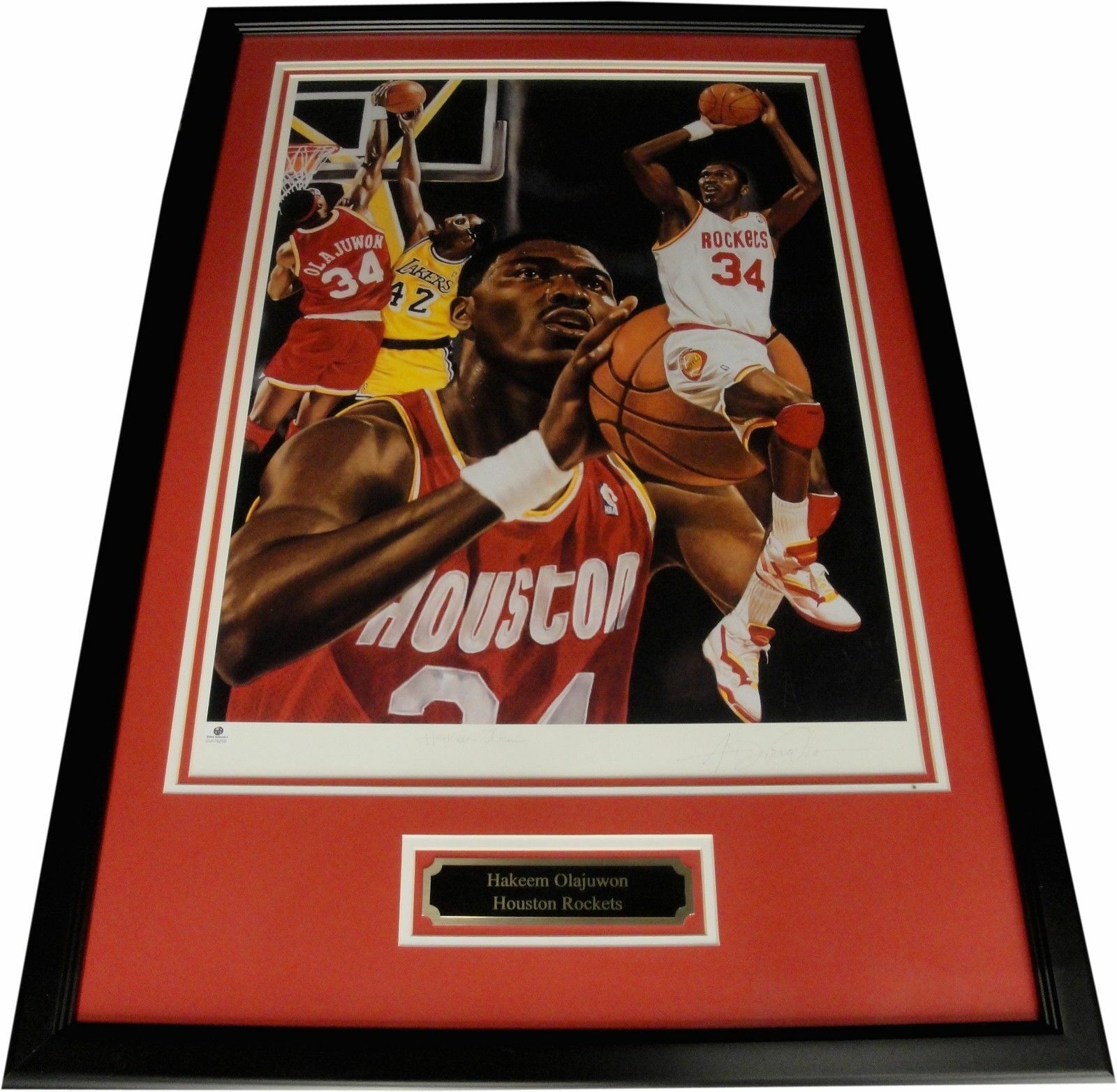 Hakeem Olajuwon Hand Signed Autograph 18x24