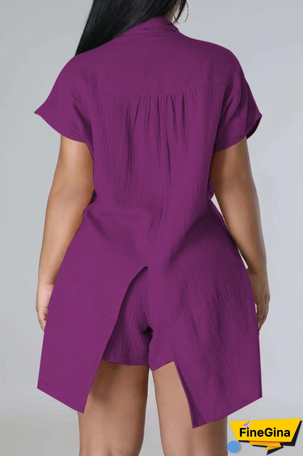 Pink Casual Solid Patchwork Turndown Collar Short Sleeve Two Pieces