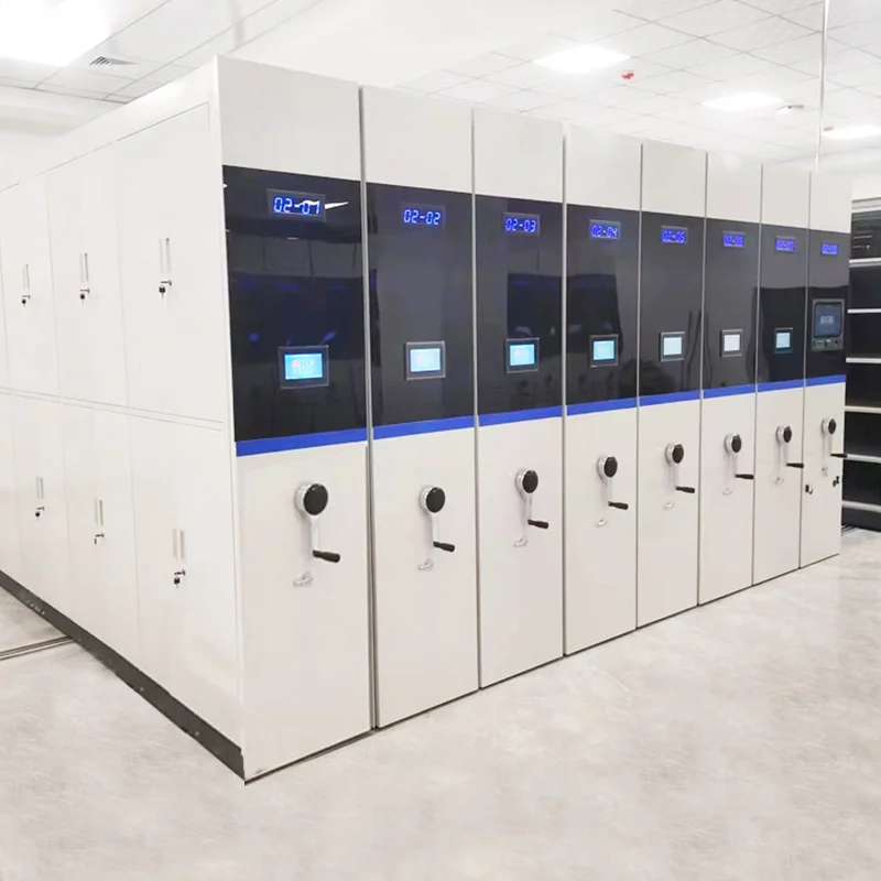 LCD Intelligent Mobile RFID File cabinet Compact Shelving Metal School RFID Library smart  Archive Compact High Density Systems Units