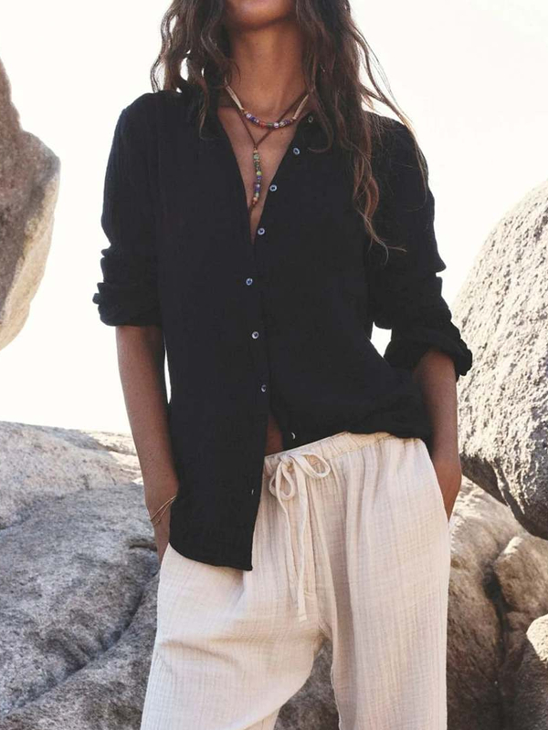 Outdoor Leisure Vacation Women's Cotton And Linen Shirt tjj Shicloths