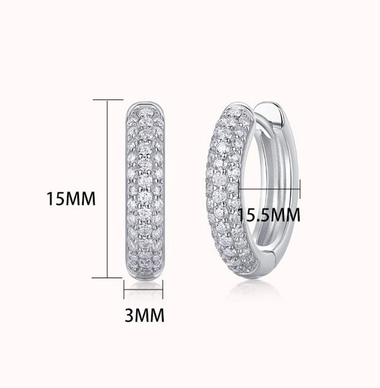 1 Pair White Gold Plated 925 Sterling Silver Moissanite Geometric Earrings