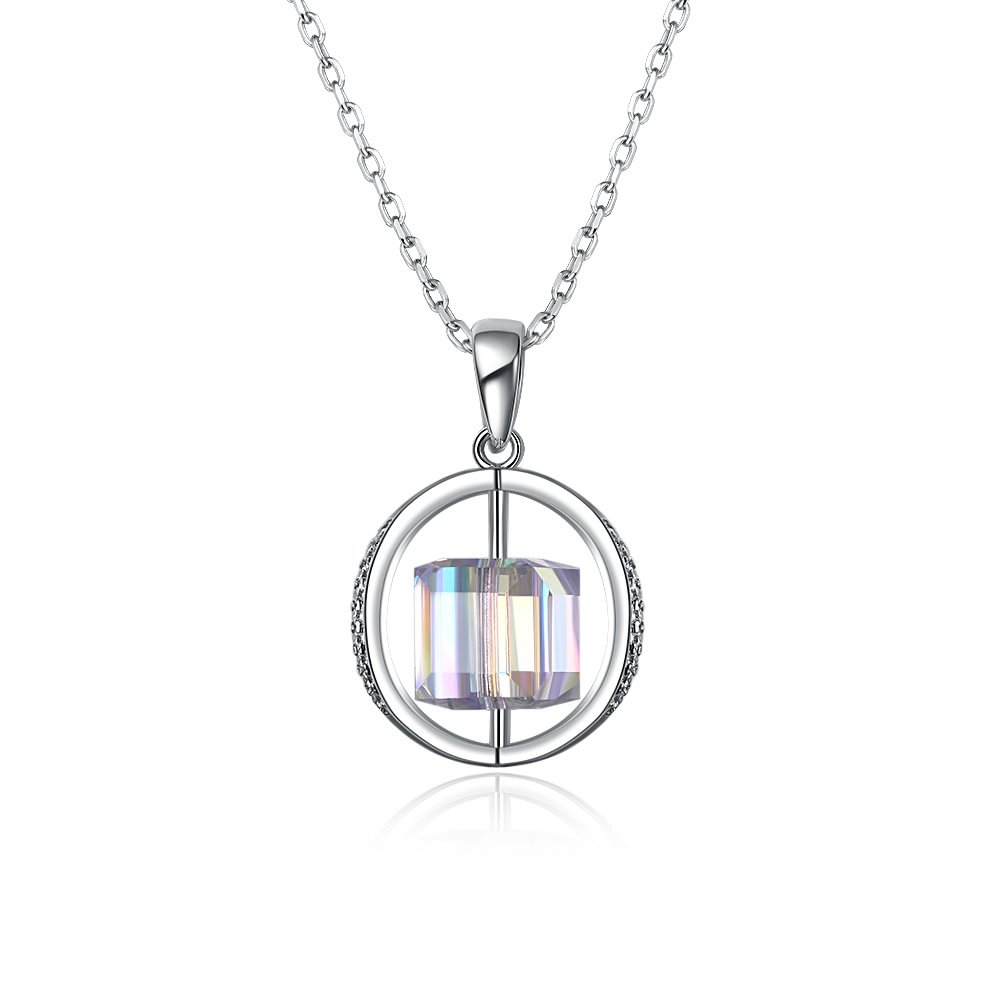 Austrian Crystal Pendant  Geometric Spinning Pendant Necklace