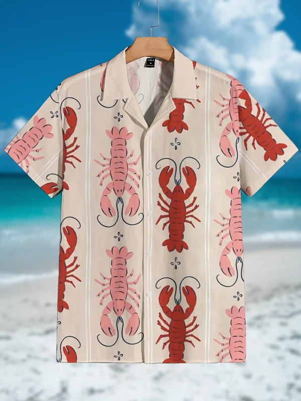 Men's Lobster Graphic Print Casual Shirt