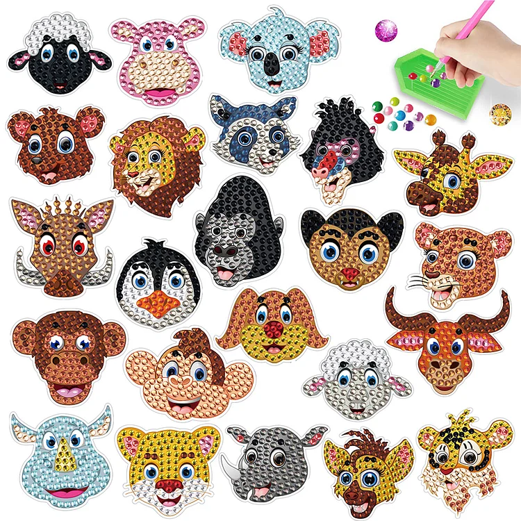 DIY Child Stickers Toy Animals Diamond Stickers Cartoon for Kids Adult Beginners