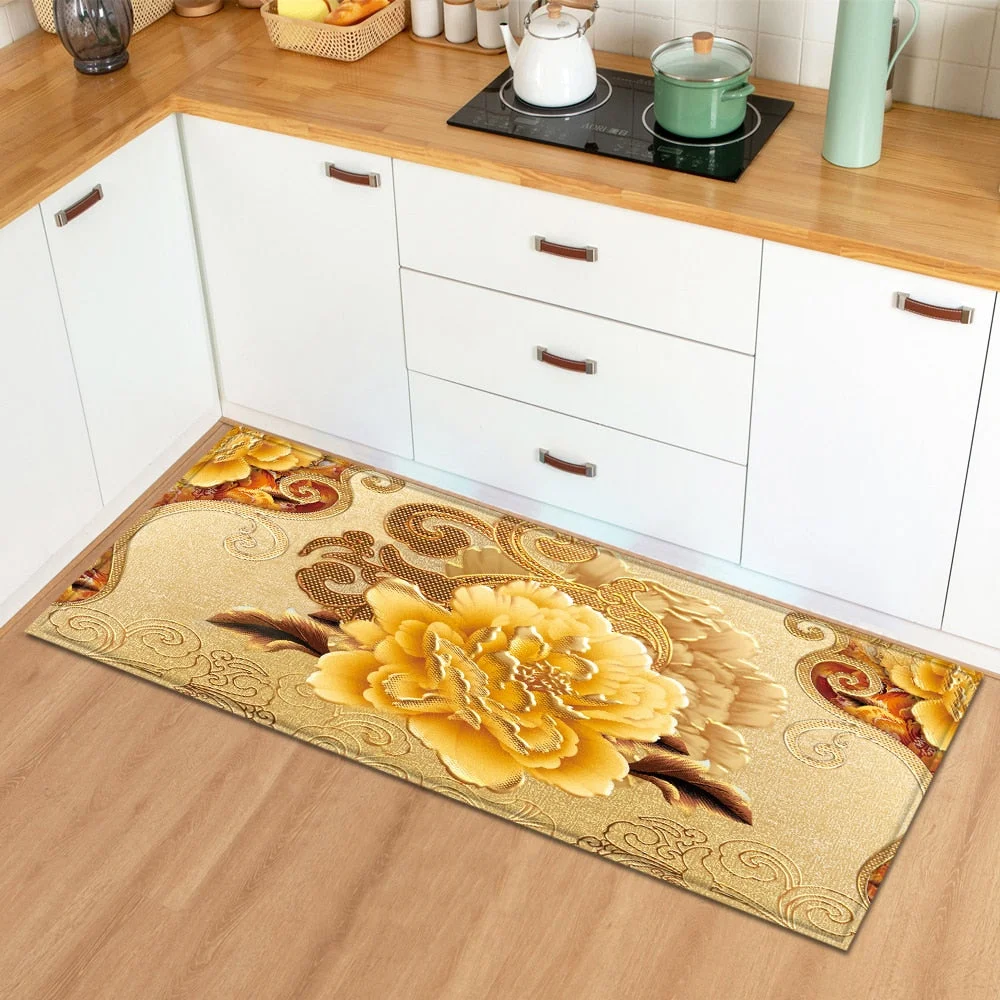Marble Kitchen Carpet Absorbent Mat Doormat for Entrance Door 3D Wood Grain Pattern Bedroom Hallway Long floor mat Anti-Slip Rug