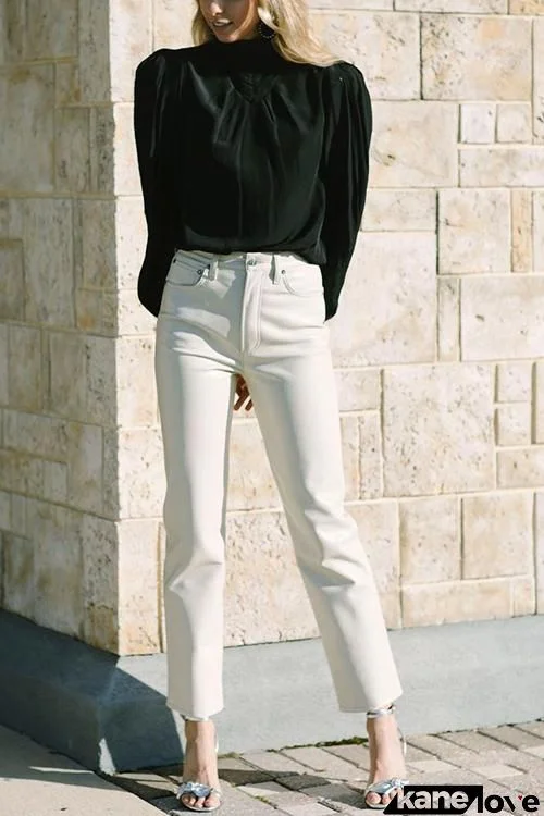 Basic Straight Leg White Jeans