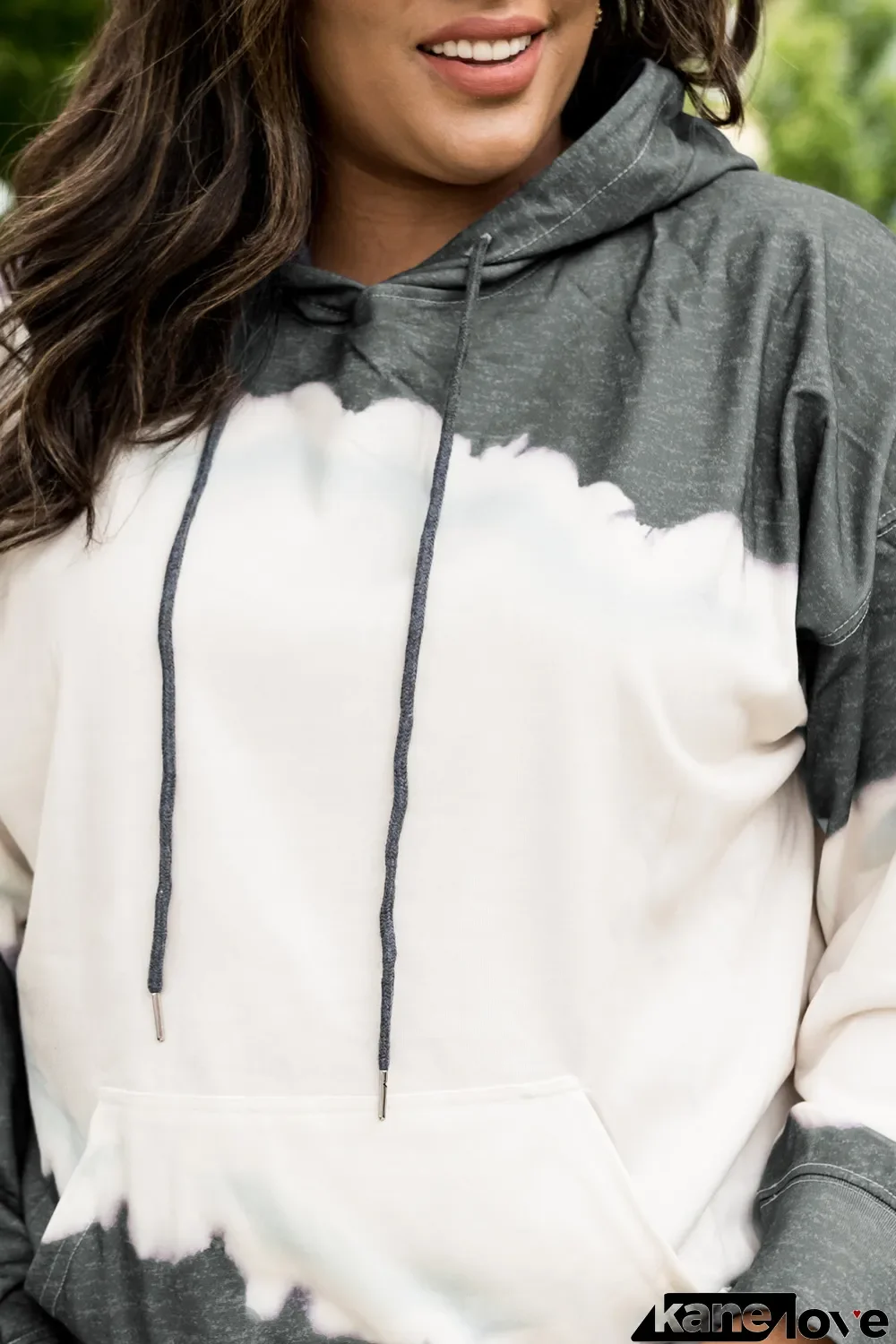 Gray Gray Gray Tie Dyed Color Block Plus Size Hoodie