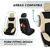 Automotive Seat Covers Beige Black Universal Fit Seat Cover Combo Set with Steering Wheel Cover and Seat Belt Pad (Airbag Compatible and Split Bench)