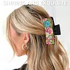 Blue and Pink Flowers DIY Diamond Painting Claw Clips for Adults Beginners Diamond Art Western Hair Clips Anti-Slip Design for Women Long Short Hairstyle Jewelry Supplies