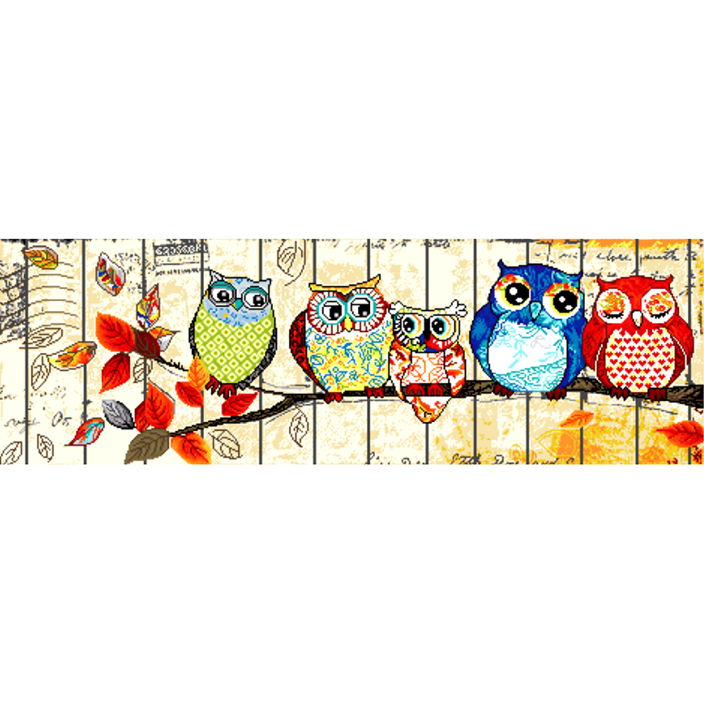 

50*100CM - Round Drill Diamond Painting - Owl (Big Size), 501 Original