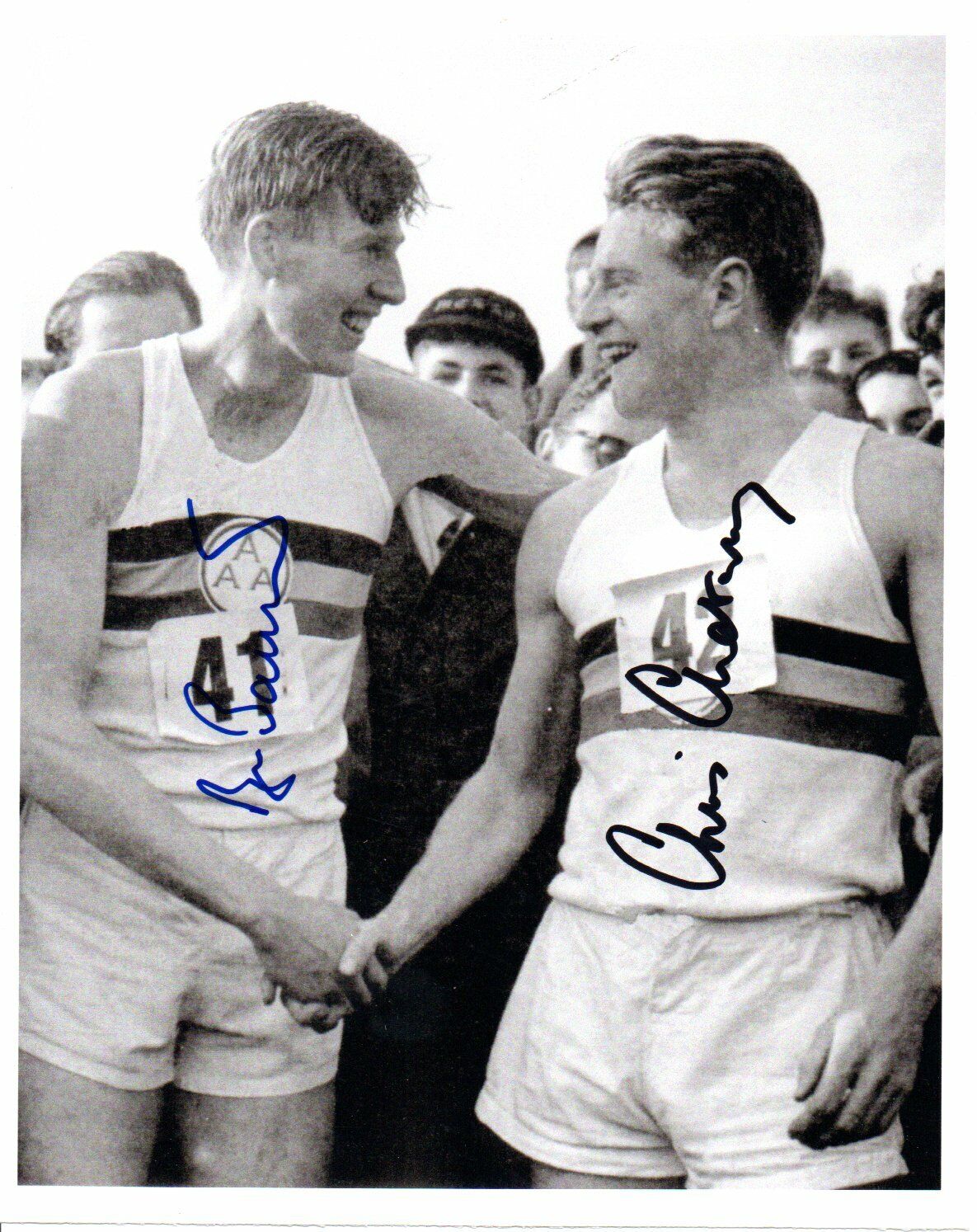 Roger Bannister Chris Chataway Signed 10 - 8 Autograph Photo Poster painting