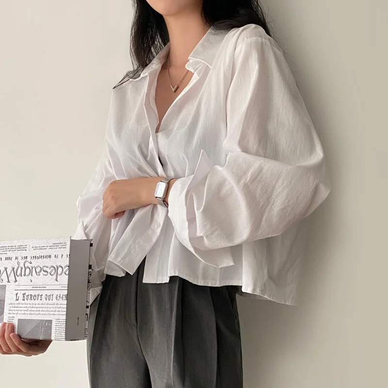 Uveng Uveng Chic Vintage Clip Fashion Design Sense Small Single-L Daughter Shirt Short Blouse