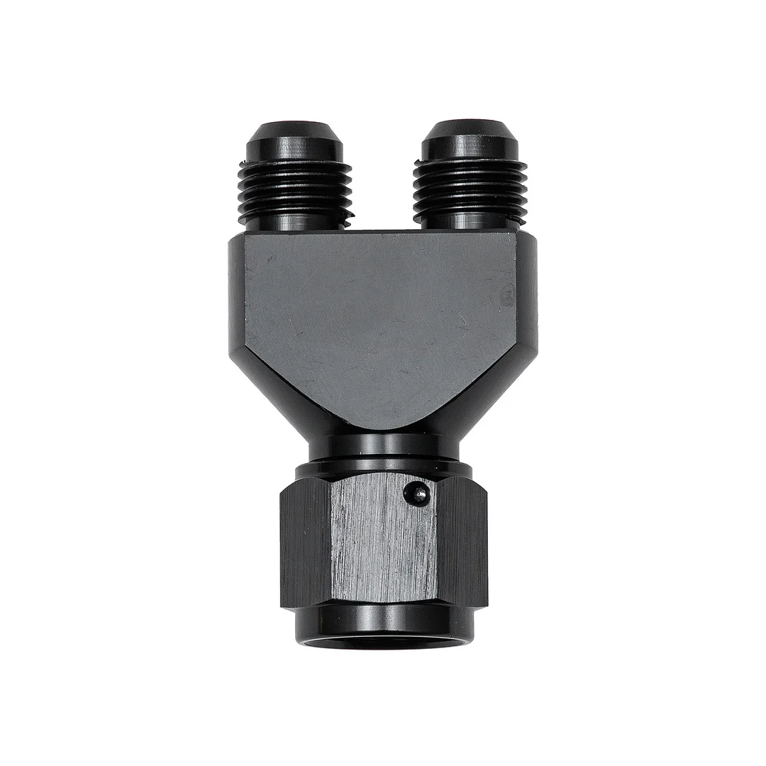 Alloyworks Y Block Adapter Fittings -8 AN Female To Parallel Exit Dual -6 AN Male