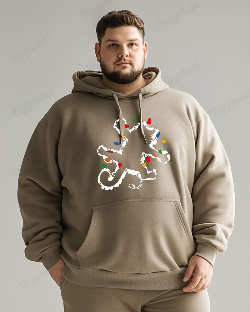 Cotton Material-colored Lights Down Cat Printing Men's Loose Oversized Hoodie