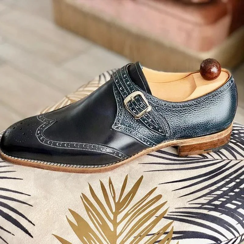 Men's Fashion Buckle Leather Brogue Shoes