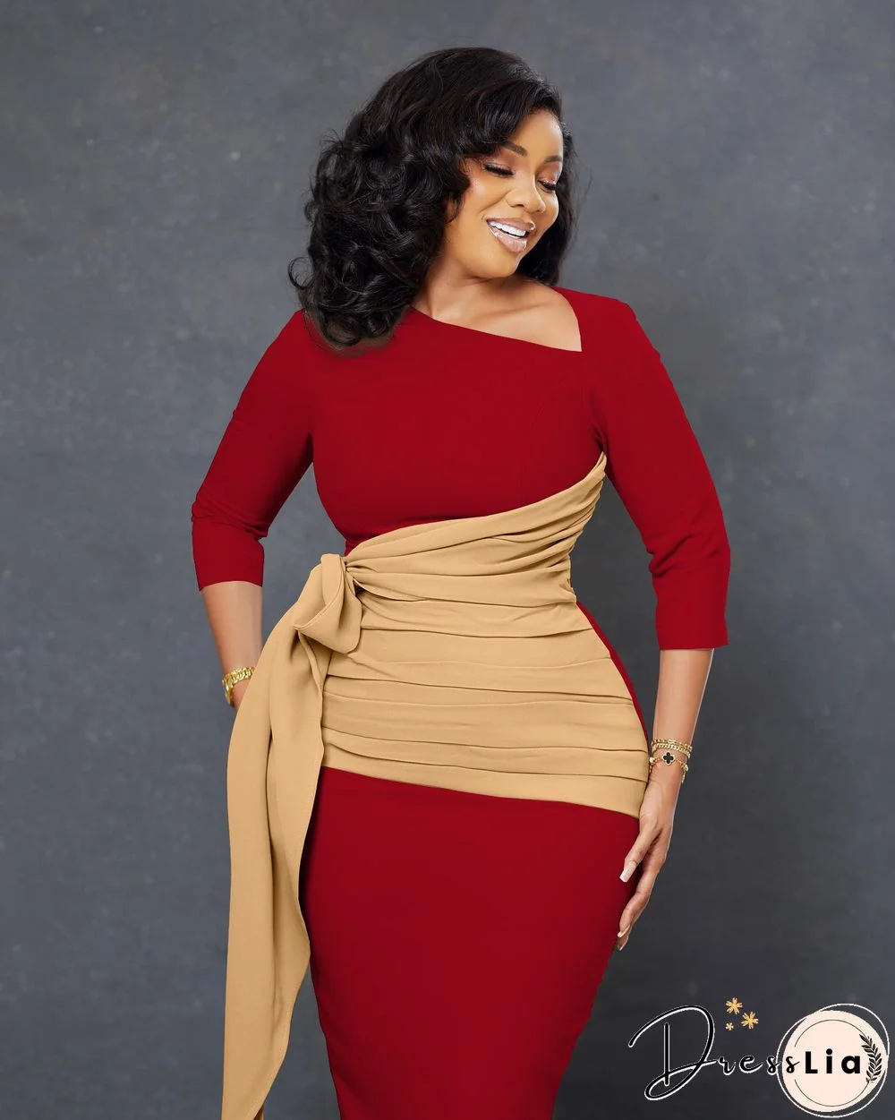 Elegant 3/4 Sleeve Bandage Ruched Pencil Dresses