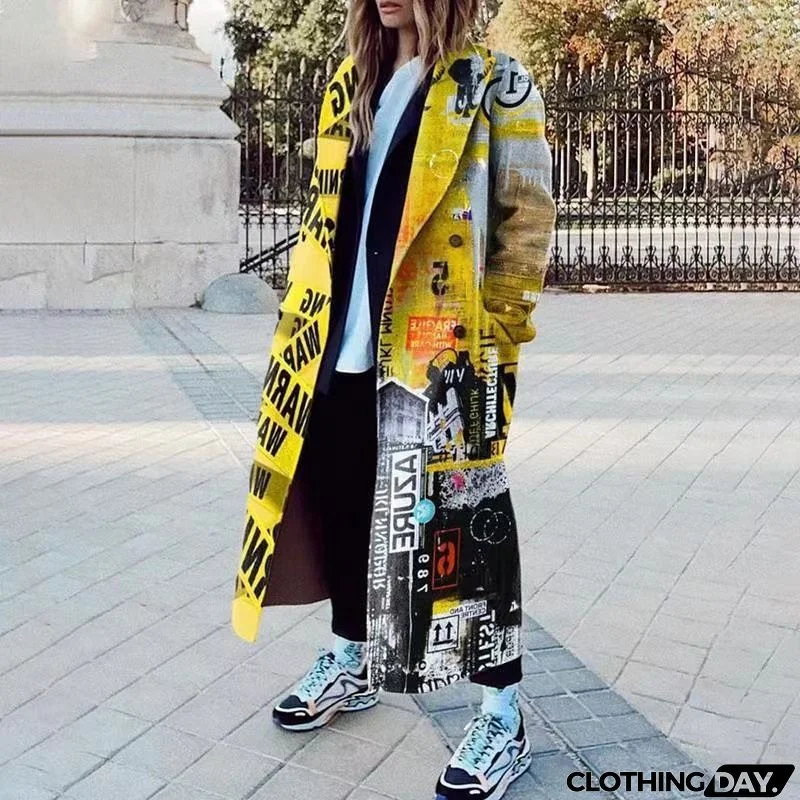 Women Fashion Autumn And Winter Long Sleeve Lapel Over Coat