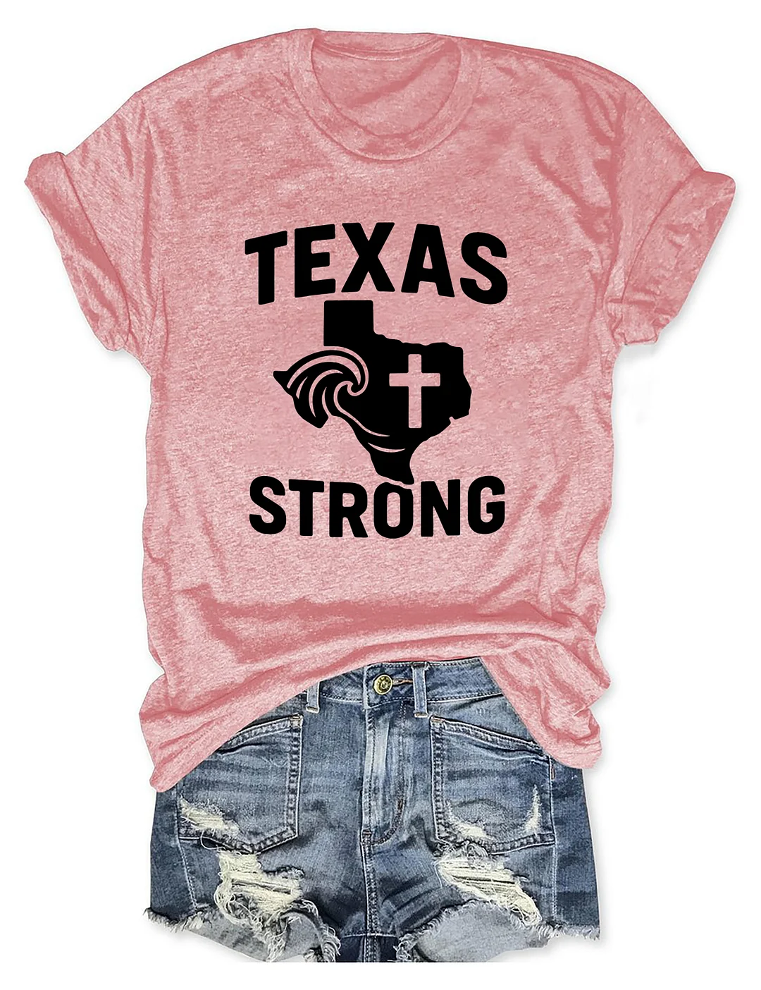 Texas Strong Cross Praying For Tx T-shirt