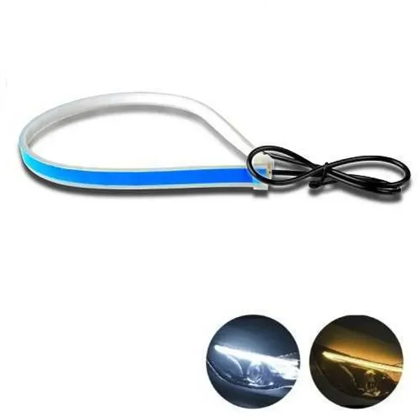 New 2Pcs Car LED Light Strip DRL Daytime Running Lights Flexible Auto Headlight Surface Decorative Lamp Flowing Turn