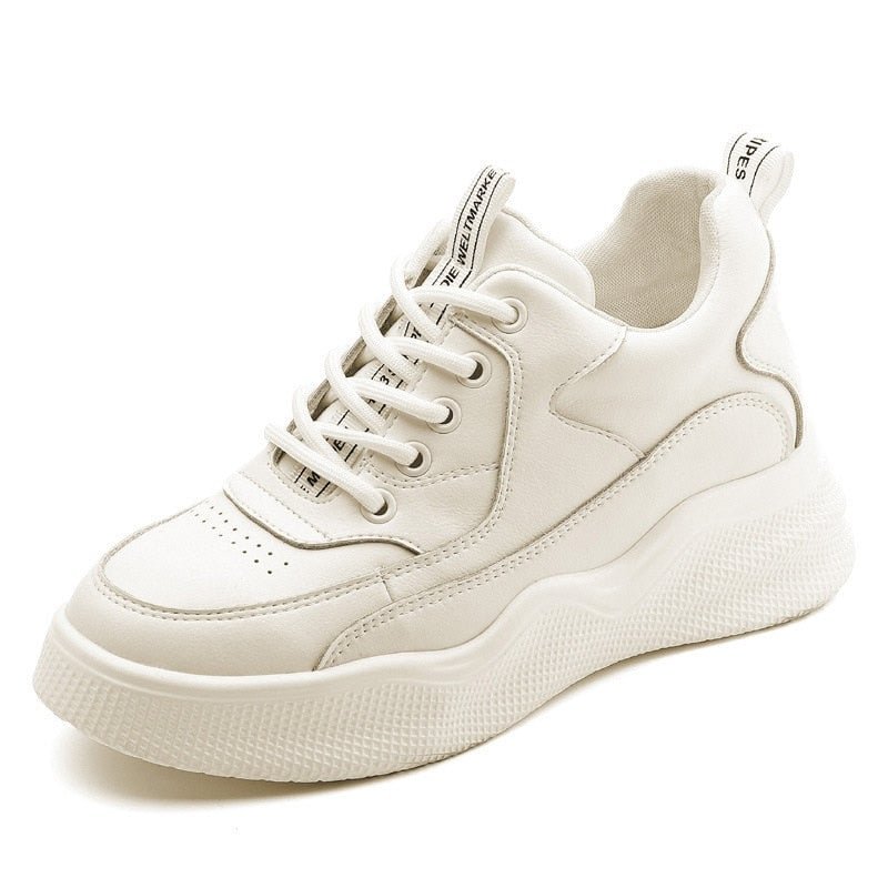 CXJYWMJL Women Platform Sneakers Increased By 7cm Autumn Little White Shoes Ladies Winter Sports Thick Bottom Vulcanized Shoes