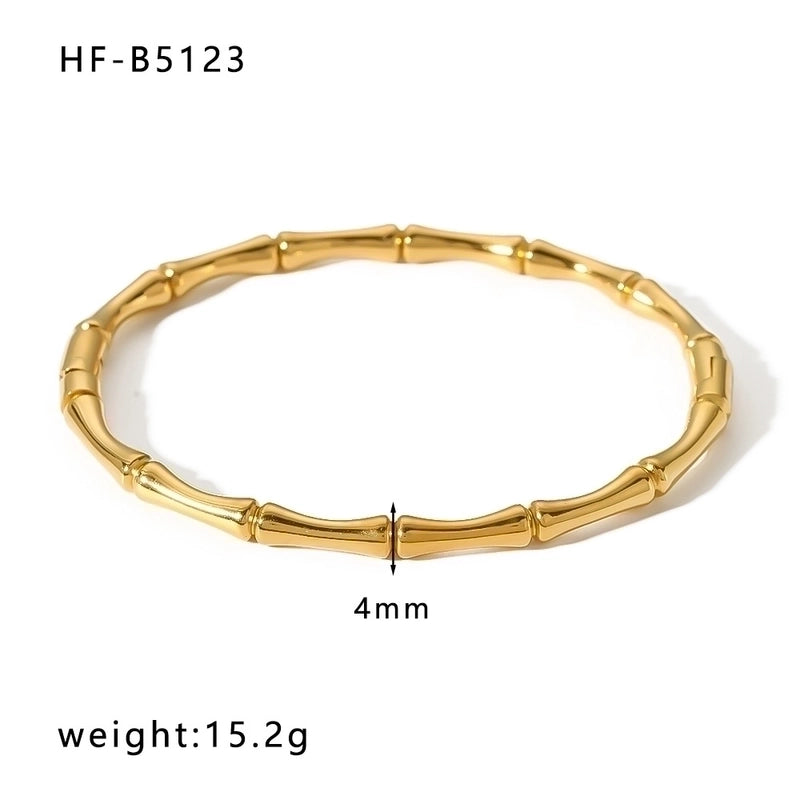Retro Classic Style Solid Color Stainless Steel 18K Gold Plated Bangle In Bulk