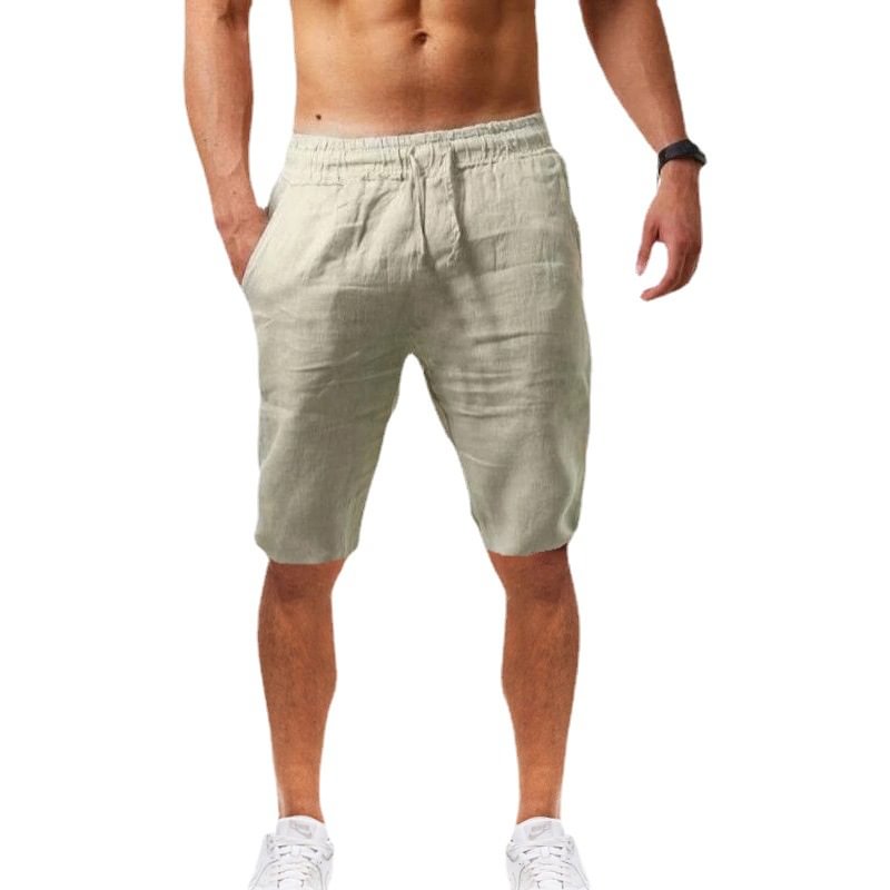 Men's Breathable Solid Cotton Linen Shorts Pants-VESSFUL
