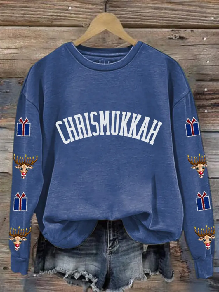 Women's Merry Chrismukkah Printed Casual Sweatshirt