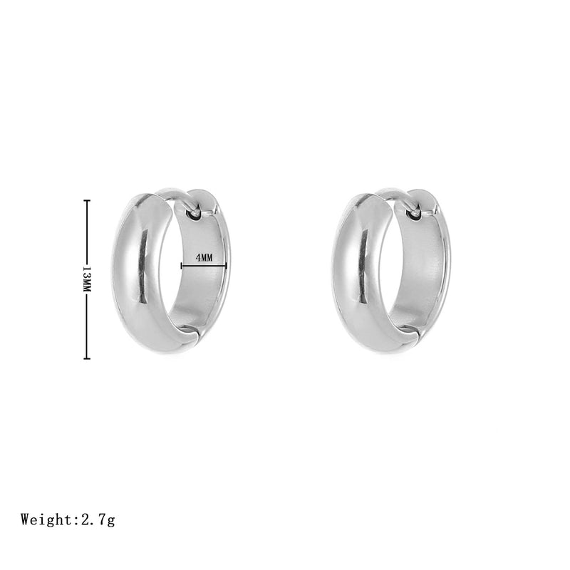 1 Pair Minimalist Solid Color Plating 304 Stainless Steel White Gold Plated Gold Plated Hoop Earrings