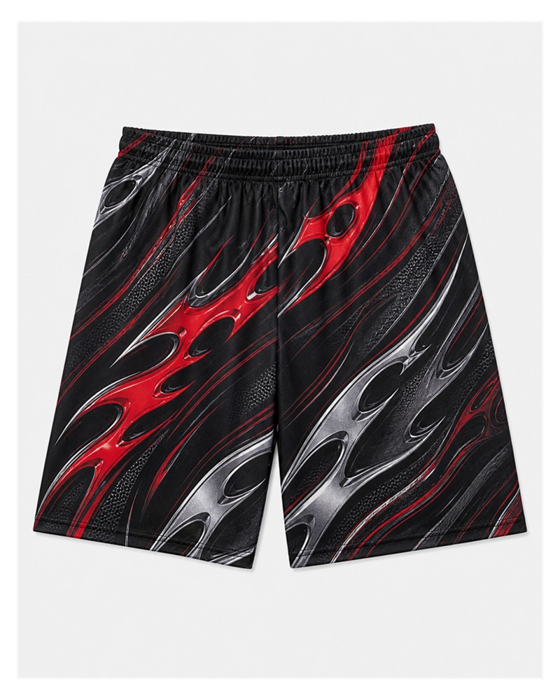 Big & Tall Chrome Flame Digital Print T-Shirt and Shorts Set