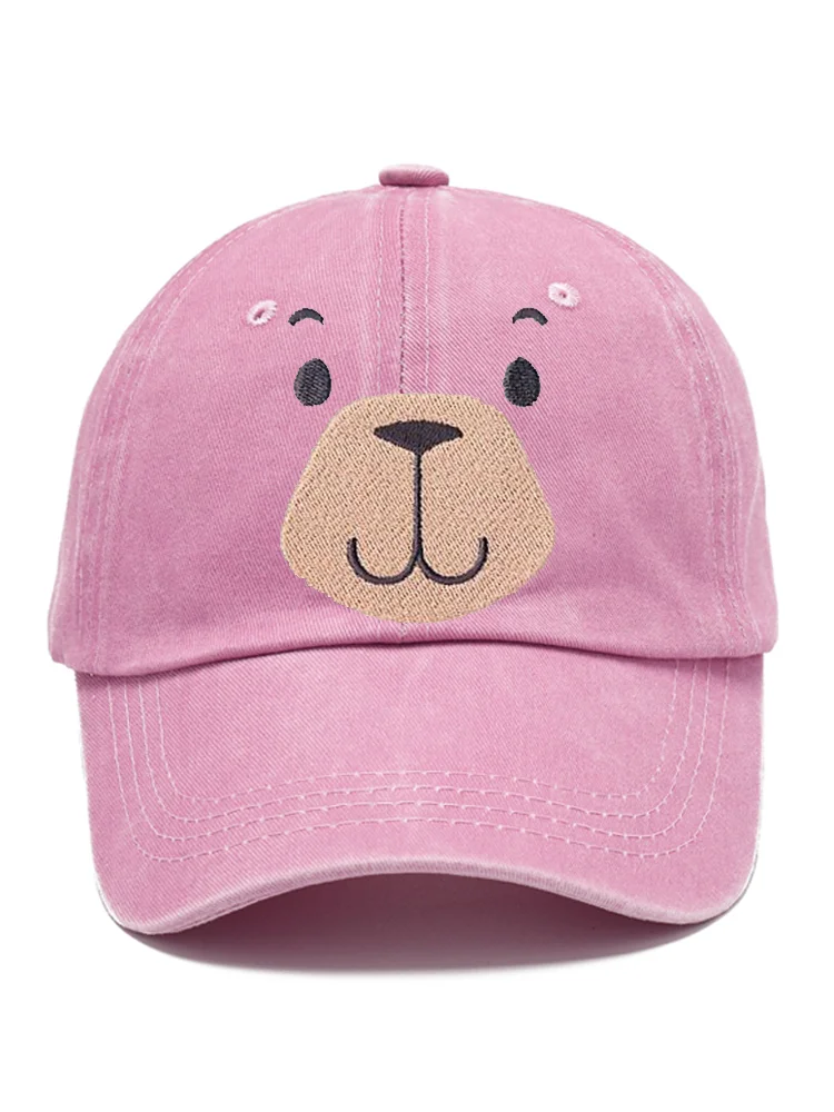 Cute Dog Embroidered Print Linen Blend Hat