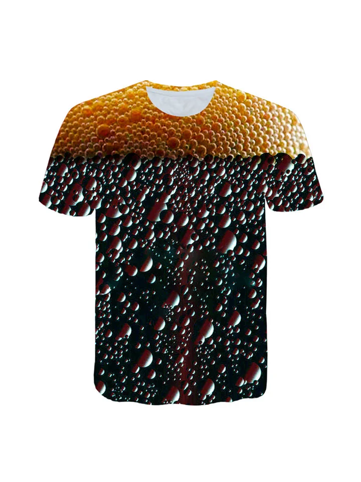 Men's T Shirt Patterned Beer Round Neck Short Sleeve Orange Daily Print Tops Streetwear Funny T Shirts | 168DEAL