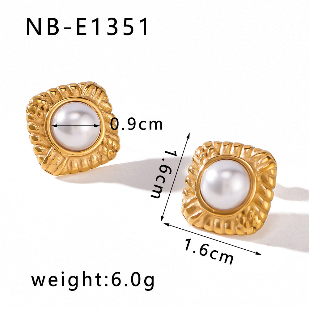 IG Style Petal Geometric Stainless Steel Electroplating Earrings