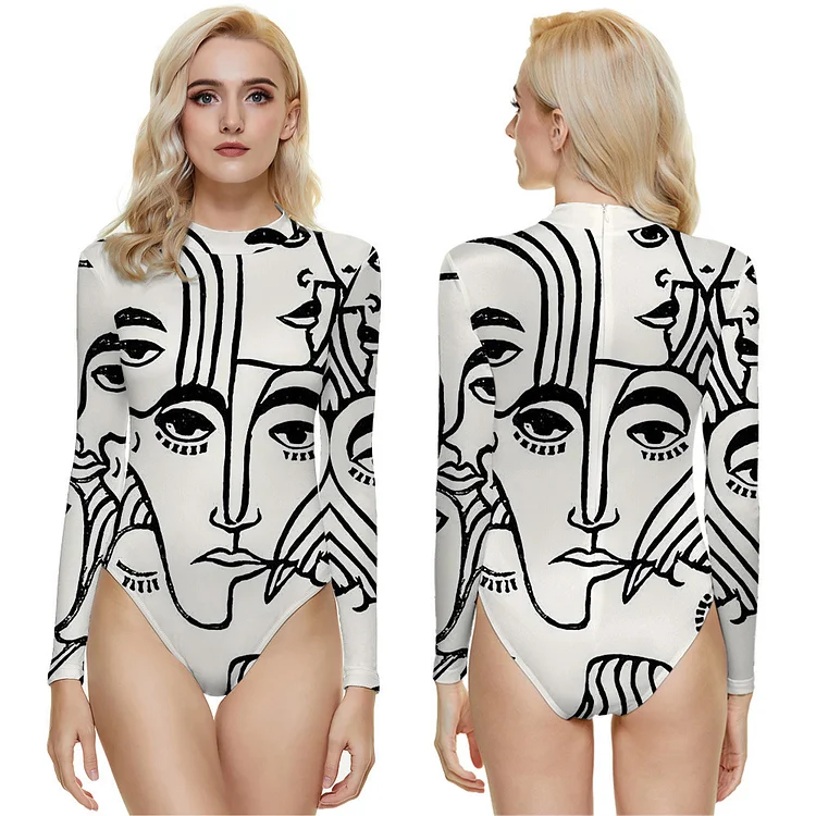 Abstract Sketch | Body Shaping Sun Protection One-piece Swimsuit