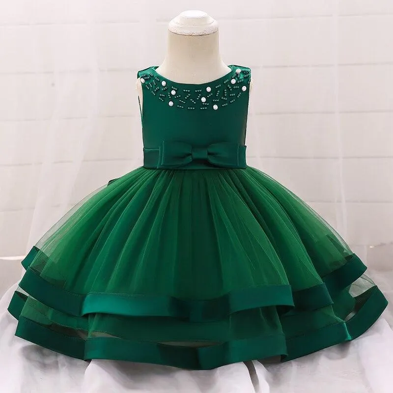 2021 Summer Pageant  Infantil 1st Birthday Dress For Baby Girl Baptism Clothes Floral Princess Dresses Toddler Party Wedding