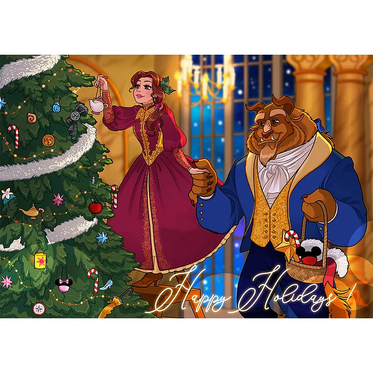 Christmas Beauty And The Beast 40*50CM(Canvas) Full Round Drill Diamond Painting gbfke