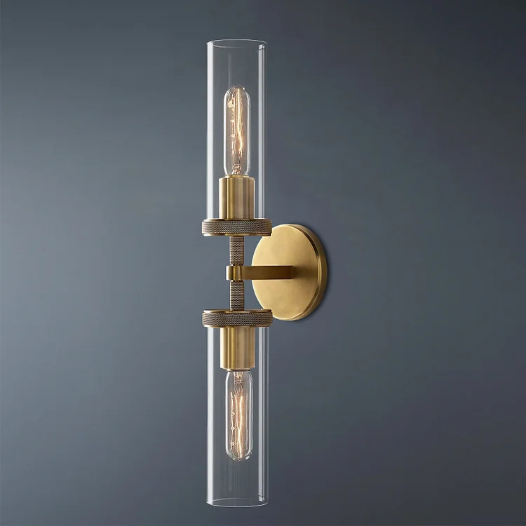 Modern Symmetry Short Torch Knurled Linsar Gold Wall Sconce Vjlight