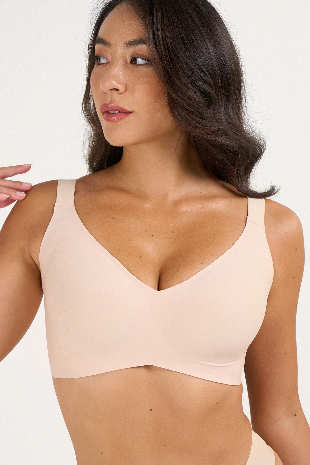 Seamless Soft V-Neck Wireless Full Support Jelly Bra