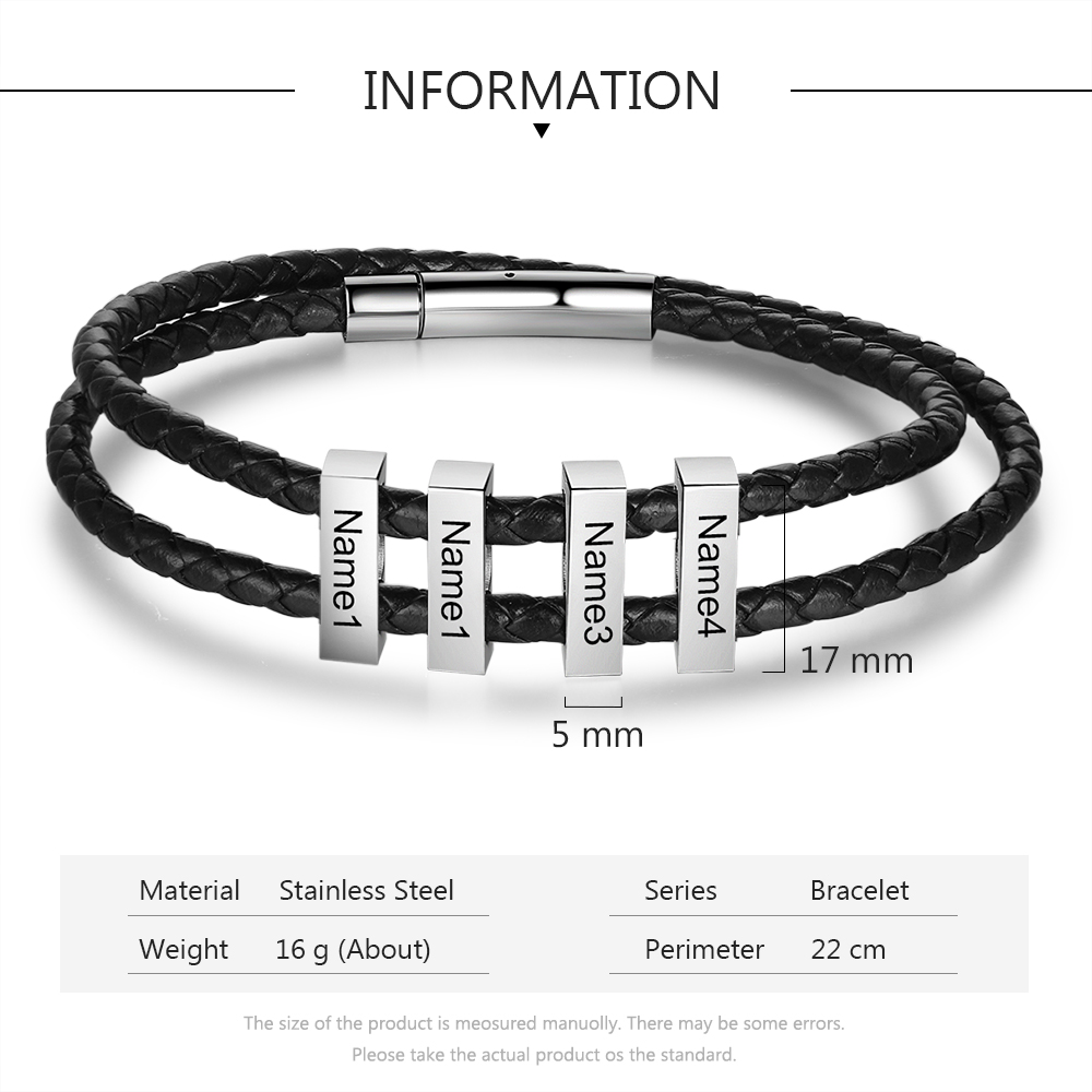 Personalized 4 Beads Men's Bracelet For Him