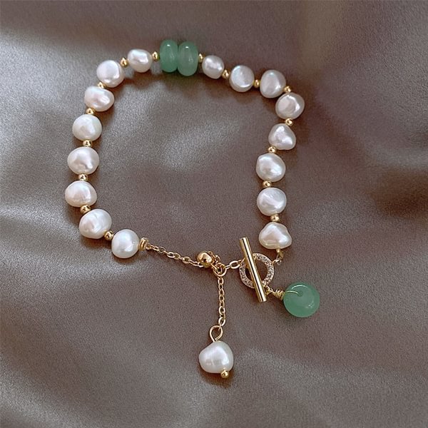 Fashion Irregular Imitation Pearl Pendant Bracelet Beads Lucky Cuff Bracelet for Women Jewelry Gift - Shop Trendy Women's Fashion | TeeYours