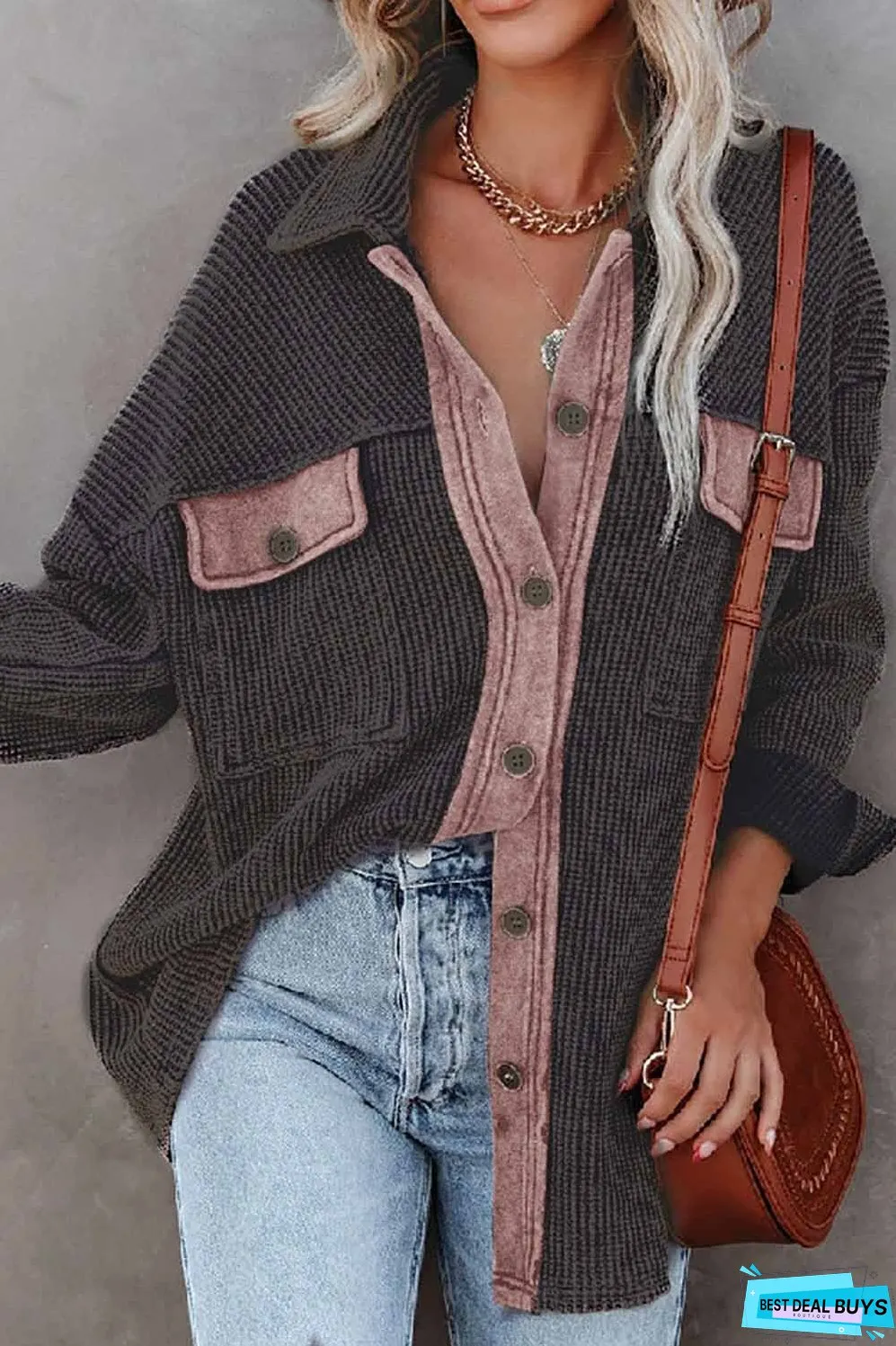 Corduroy Button Down Shirts Shacket Jackets Women