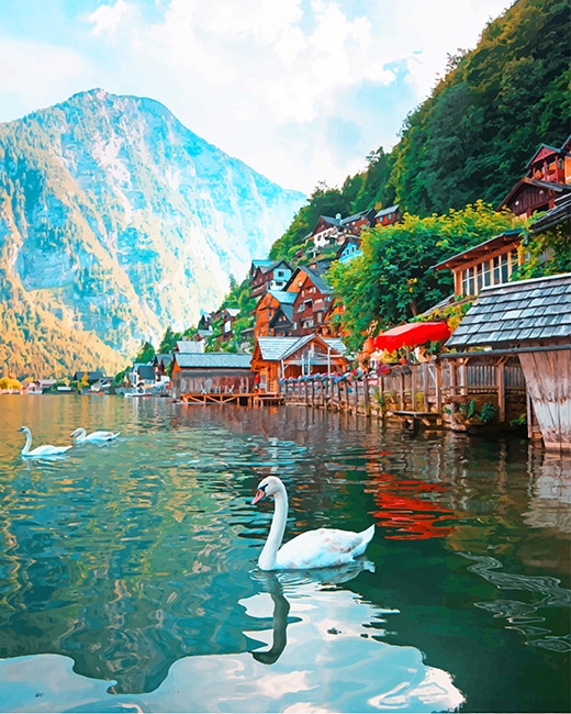 

White Snow Hallstatt Austria – Paint By Numbers - 40*50CM, 501 Original
