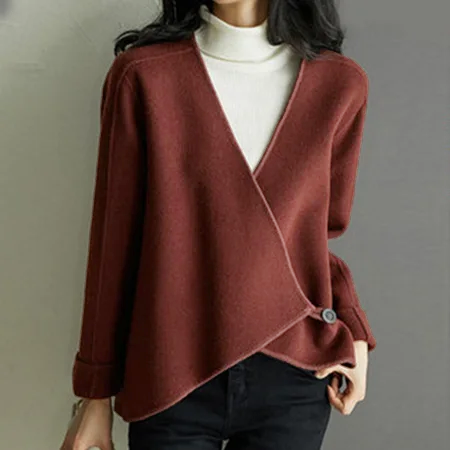 Casual Long-Sleeve Shift Outerwear QueenFunky