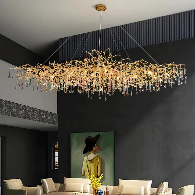 Crystal Raindrop Chandelier Gold Tree Branch Chandelier - Serene Luminaire Crystal Raindrop Chandelier Gold Tree Branch Chandelier - Serene Luminaire