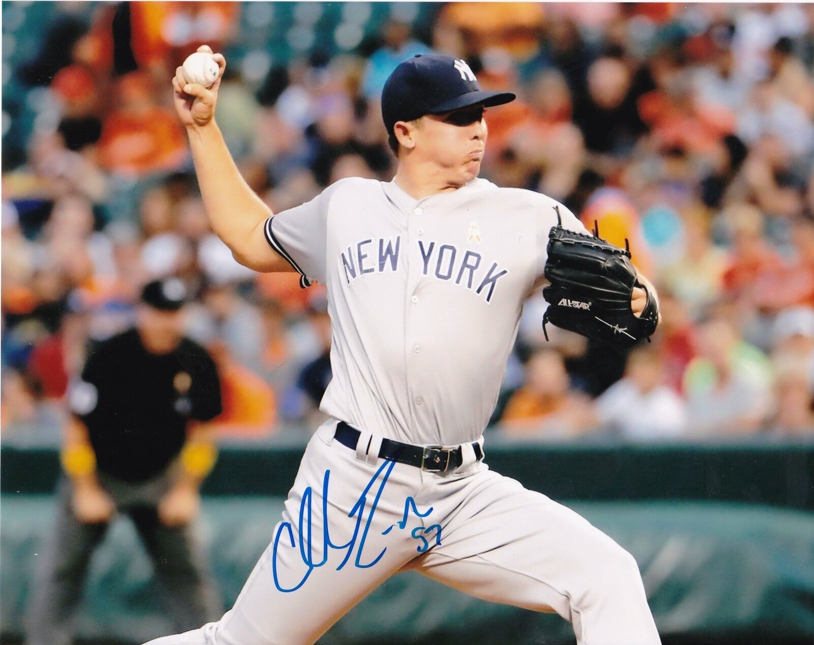 CHAD GREEN NEW YORK YANKEES ACTION SIGNED 8x10