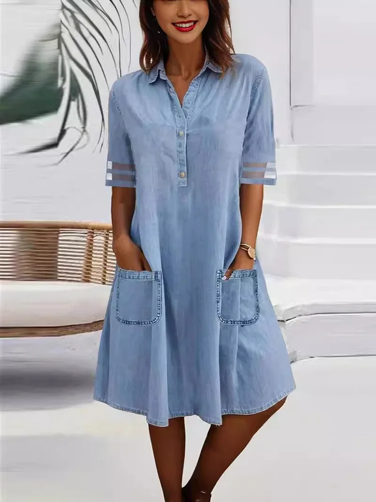 Kurzärmliges Jeanskleid