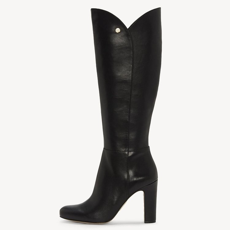 Black Fashion Chunky Heel Boots |FSJ Shoes