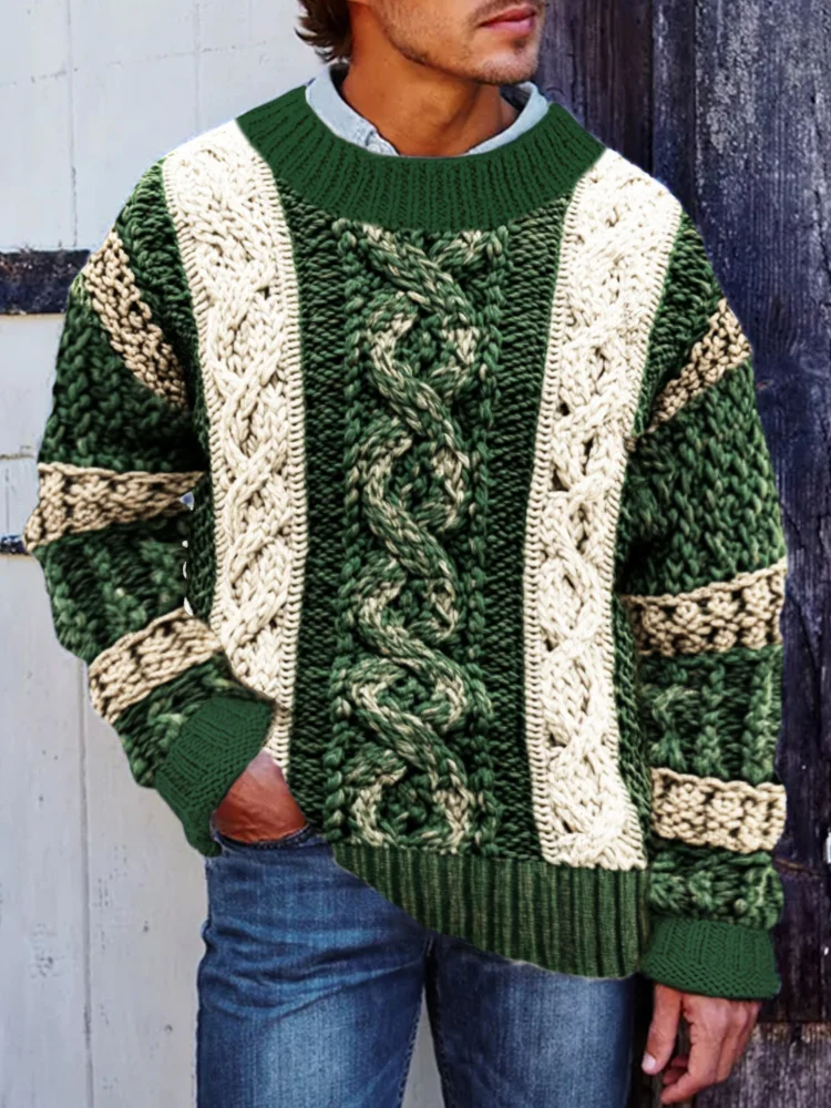 VChics Irish Celtic Knot Pattern Men's Knit Sweater