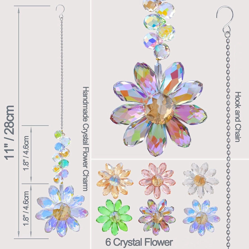 Nordic Style Household Minimalist Flower Crystal Glass Crystal Suncatcher Wind Chime Wall Art