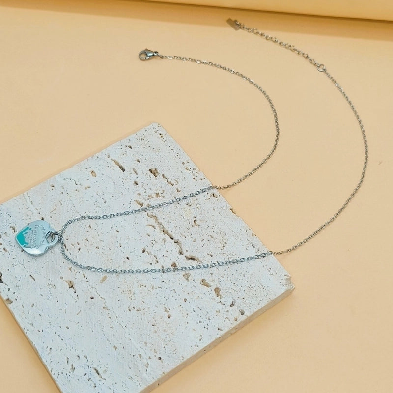 Vintage Style Minimalist Letter Heart Shape 304 Stainless Steel Pendant Necklace