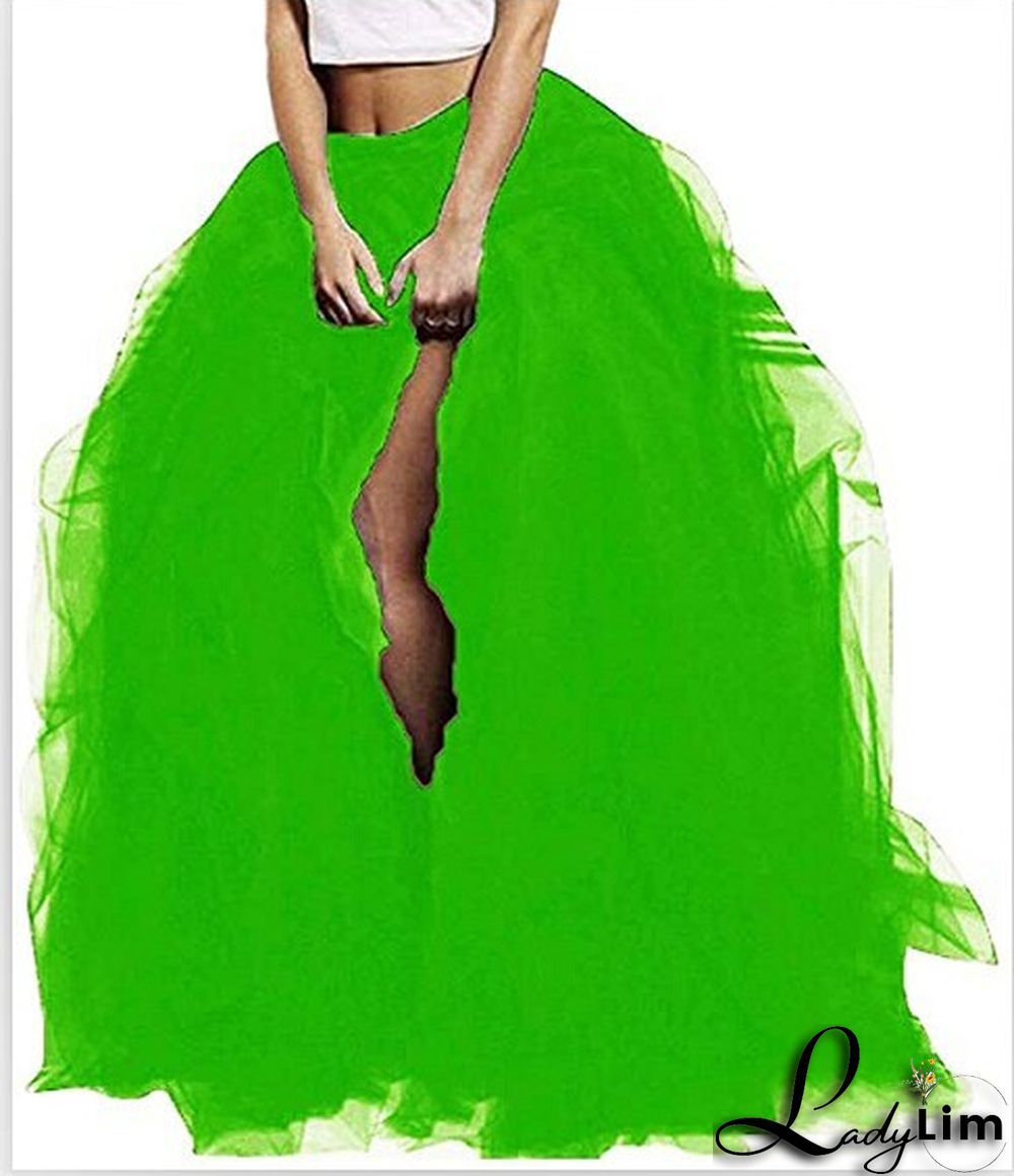 High Waist Elastic Casual Mesh Puffed Women's Skirt tutu Lady Tulle Skirt